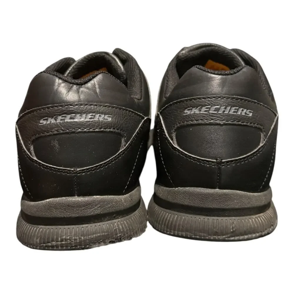 Skechers Men’s Work 77156 Memory Foam Slip Resistant Black Lace Shoes Size 14